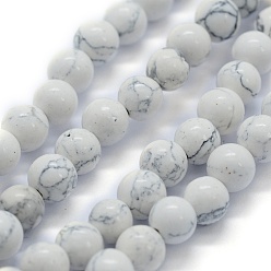WhiteSmoke Synthetic Turquoise Beads Strands, Round, WhiteSmoke, 6mm, Hole: 0.5mm, about 62pcs/strand, 15 inch