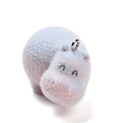 Гиппопотам Подвески из непрозрачной смолы, с платиновыми тоновыми железными петлями, гиппопотам, 24x33.5x20.5 мм, отверстие : 2 мм