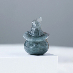 Лабрадорита Хэллоуин натуральный лабрадорит украшения для дома, тыква в шляпе, 25~28x25~28 мм