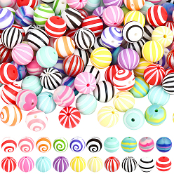 Color mezclado 140 piezas 20 estilos de cuentas focales de silicona ecológicas de grado alimenticio redondas, color mezclado, 15 mm, agujero: 2~3 mm, 7 piezas / estilo