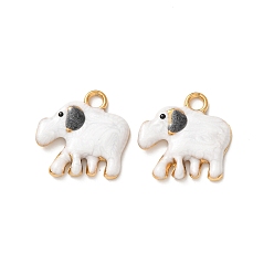 Белый 304 нержавеющей стальной эмали подвески, Слон прелести, ионное покрытие (ip), реальный 18 k позолоченный, белые, 19.5x18x3 мм, отверстие : 2 мм