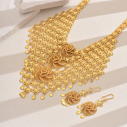 Золотой Роскошные комплекты из ожерелий и серег с кисточками из цветочного сплава для женщин, для элегантных мероприятий, золотые, ожерелья: 18.11 дюйм (46 см)