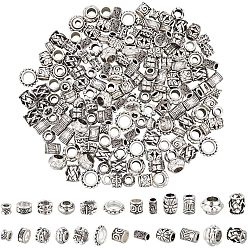Античное Серебро 180шт 12 бусины из сплава в тибетском стиле, колонна, бабочка и рондель, античное серебро, 5~13.5x4~10.5 мм, 15 шт / стиль