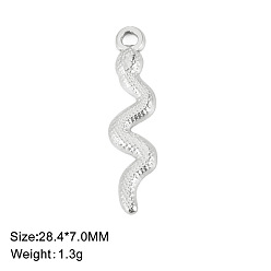 Нержавеющая Сталь Цвет Подвески из нержавеющей стали, не тускнеющие, очарование змеи, цвет нержавеющей стали, 28.4x7 мм