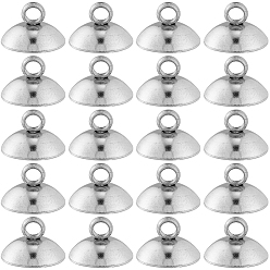 Нержавеющая Сталь Цвет 100шт. 304 нержавеющая сталь бусины колпачок подвеска дужки, для подвесных планок, цвет нержавеющей стали, 8 мм, отверстие : 1.8 мм