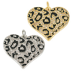 Платиновый & Золотой 2 шт 2 цвета кулоны из латуни, микропаве, циркония, с эмалью, сердце, платиной и золотом, 21.5x24.5x2 мм, отверстие : 3.5 мм, 1 шт / цвет