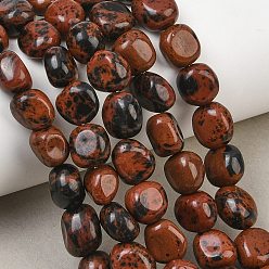 Mahagoni Obsidian Natur Mahagoni Obsidian Perlen Stränge, Nuggets, 9~11x8~10x6~10 mm, Bohrung: 0.8 mm, ca. 18~19 Stk. / Strang, 6.89~7.28'' (17.5~18.5 cm)