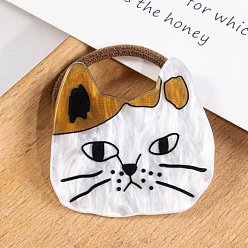 (932FM) Темно-синий аква-матовый с подкладкой Симпатичные пластиковые резинки для волос в форме кошки из ПВХ, Резинки для волос, Держатель конского хвоста, темно-золотистые, 38x40 мм