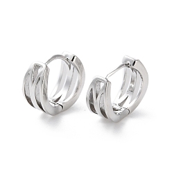 Платинированный Латунные серьги обруча, долговечный, Реальная платина, 12x11.5x5 мм, штифты : 0.8 мм