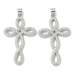 Платина Стойка металлическая латунная микропрофилированная кубическая циркония подвески, долговечный, без свинца и без кадмия, крест прелести, религия, платина, 37x22x3 мм, отверстие : 5x3 мм