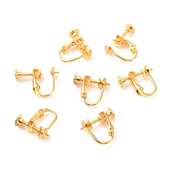 Plaqué 18K Or Véritable Conclusions de boucle d'oreille en laiton, sans cadmium et sans nickel et sans plomb, plaqué longue durée, réel 18 k plaqué or, 13.5x15.5x5mm, Plateau: 5 mm, pin: 1 mm