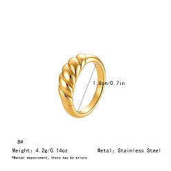 Real 18K Gold Plated Irregular 304 Stainless Steel Finger Rings for Women, Real 18K Gold Plated, US Size 8(18.1mm)