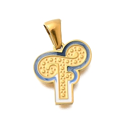 Letter F 304 подвески из нержавеющей стали, с эмалью, ионное покрытие (ip), лазерная резка, реальный 18 k позолоченный, Буква F, 16x14.5x1.5 мм, отверстие : 5.5x2.5 мм