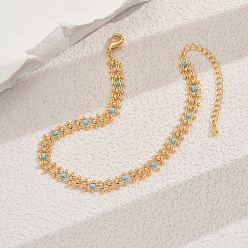 Золотой Летние керамические бусины из латунной цепочки для женщин, голубой, золотые, 9-1/8 дюйм (230 мм)