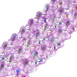 Medium Orchid Baking Paint Electroplate Transparent Glass Beads Strands, Butterfly, AB Color Plated, Medium Orchid, 10x14.5x5.5mm, Hole: 0.8~1mm, about 56~61pcs/strand, 16.73~18.31 inch(42.5~46.5cm)