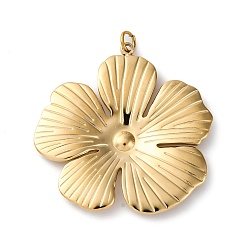 Настоящее золото 18K 316 хирургические подвески из нержавеющей стали, ионное покрытие (ip), цветочный шарм, с целью перехода в кольце, реальный 18 k позолоченный, 30x29.5x2.5 мм, отверстие : 2.6 мм