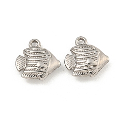 Нержавеющая Сталь Цвет Не тускнеющие 304 подвески из нержавеющей стали, очарование рыбы, цвет нержавеющей стали, 13x12.5x4 мм, отверстие : 1.5 мм