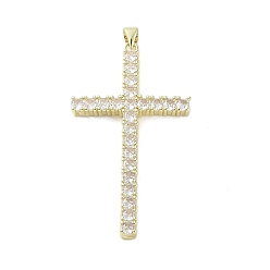 Transparent Goldenes Messing mit Glasanhängern, Kreuz, Transparent, 51x28.5x4 mm, Bohrung: 3.5x4.1 mm