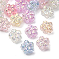 Цветок Уф-покрытие прозрачный треск акриловые бусины, радужный, разноцветные, цветок, 13x8 мм, отверстие : 2 мм