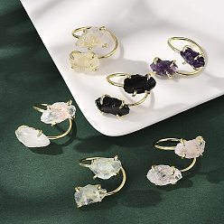 Смешанные камни Кольца-манжеты из натурального смешанного камня, кольца из латуни золотистого тона, стойки покрытие, внутренний диаметр: 20 мм