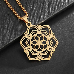 Золотой Полые 201 подвески из нержавеющей стали в форме цветка жизни, цепочки-коробки, золотые, 23.62 дюйм (60 см)