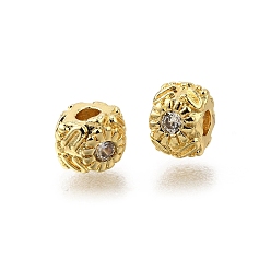 Золотой Латунные микро проложить кубического циркония бусы, плоско-круглые, стойки покрытие, без кадмия и без свинца, долговечный, золотые, 5x6x4.5 мм, отверстие : 1.8 мм