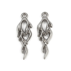 Нержавеющая Сталь Цвет 304 подвески из нержавеющей стали, анти-тускнение, подвески в форме пламени, цвет нержавеющей стали, 28x9x2.5 мм, отверстие : 1.8 мм