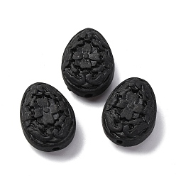 Черный Киноварь бисера, резные лакированные, слеза, чёрные, 21.5x15.5x8 мм, отверстие : 1.8 мм