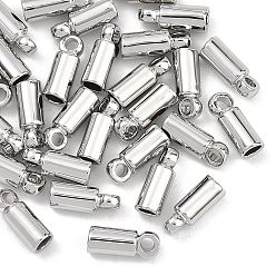 Real Platinum Plated SHEGRACE Brass Cord Ends, End Caps, Column, Cadmium Free & Nickel Free & Lead Free, Long-Lasting Plated, Real Platinum Plated, 3x3x7mm, Hole: 1.2mm