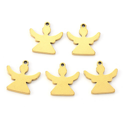 Настоящее золото 18K Вакуумное покрытие pvd 304 подвески из нержавеющей стали, лазерная резка, ангел, реальный 18 k позолоченный, 13.5x13x1 мм, отверстие : 1.2 мм