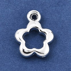 Flower Plating Acrylic Pendants, Silver, Flower Charms, 19x15x3.5mm, Hole: 1.8mm