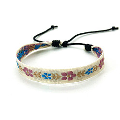 Wheat Bohemia Polyester Braided Flat Cord Bracelet, Adjustable Bracelet for Women, Wheat, 6-1/2~9-7/8 inch(16.5~25cm)