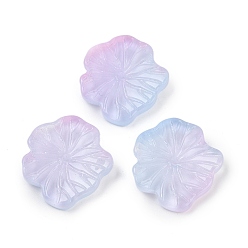 Сине-фиолетовый Прозрачные стеклянные бусины, листьев лотоса, спекающийся лак, синий фиолетовый, 20x19.5x4.5~5 мм, отверстие : 1.2 мм