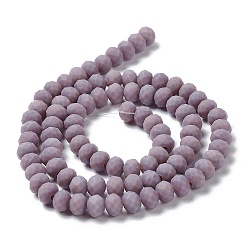 Thistle Glass Beads Strands, Faceted, Frosted, Rondelle, Thistle, 6x4.5mm, Hole: 1mm, about 86pcs/strand, 16.14''(41cm)