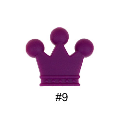 Purple Food Grade Eco-Friendly Silicone Focal Beads, Crown, Purple, 30.5mm