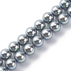 Светло-серый УФ-покрытие перламутровые стеклянные жемчужные бусины нити, имитация Австрийские кристаллические шарики, круглые, светло-серый, 6 мм, отверстие : 0.6 мм, около 65~66 шт / нитка, 15.55~15.75 дюйм (39.5 см)