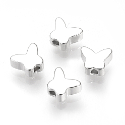 Платинированный Латунные бусины, без никеля , Реальная платина, бабочка, 5x6x2.5 мм, отверстие : 1 мм