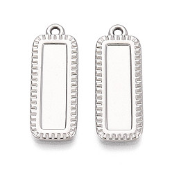 Нержавеющая Сталь Цвет 304 Настройки кабошон из нержавеющей стали кулон, прямоугольник амулеты, цвет нержавеющей стали, 28x10x2 мм, отверстие : 1.6 мм, лоток : 20x5 мм