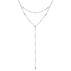 Horse Eye S925 Серебряный циркониевый кулон в виде буквы Y, двухслойное ожерелье для женщин
