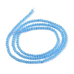 Sky Blue Glass Beads Strands, Imitation Quartz, Faceted, Round, Sky Blue, 2mm, Hole: 0.5mm,  about 175pcs/strand, 14.9 inch(38cm)