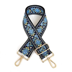 Bleu Ciel Clair Sangles de sac à fleurs en jacquard de polyester, avec fermoirs pivotants en alliage plaqué or, lumière bleu ciel, 80~130x5 cm