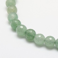 Green Aventurine Natural Green Aventurine Beads Strands, Faceted, Round, 8mm, Hole: 1mm, about 49pcs/strand, 15.3 inch