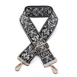 Серый Нейлоновая холщовая сумка с цветочным узором, лямки для сумки, для замены сумочки или сумки через плечо, серые, 75~145x5 см