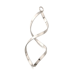 Платина Большие сплавочные подвески, золотые, твист, платина, 57x19x16 мм, отверстие : 3.5 мм