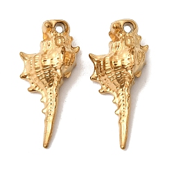 Shell Shape Подвески из нержавеющей стали 304, золотые, ионное покрытие (ip), формы раковины, 21x9.5x7 мм, отверстие : 1 мм