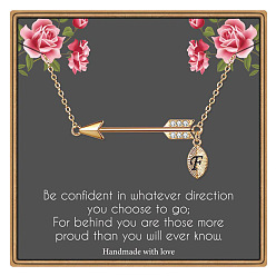 Letter F Латунные микропаве прозрачные кубические цирконии стрела с подвеской в виде буквы, золотые, Буква F, 15.75 дюйм (40 см)