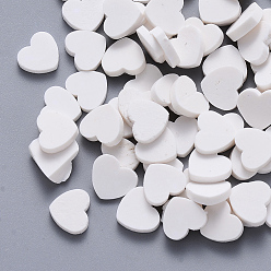 White Handmade Polymer Clay Cabochons, Polymer Clay Slices for Resin Crafts & DIY Projects, Heart, White, 7~8x8~9x1~4.5mm, about 6000pcs/1000g.