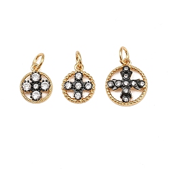 Real 18K Gold Plated & Gunmetal Латунь прелести циркония кубической, разнообразные, с целью перехода в кольце, без свинца и без кадмия, долговечный, стойки покрытие, настоящее золото 18 k и бронза, 11.5~13.5x9~11.5x2~3.5 мм, отверстие : 3.5 мм