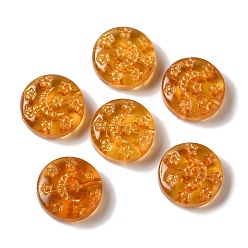 Сэнди Коричневый Прозрачные бусины лэмпворк, плоский круглый с луной и звездами, песчаный коричневый, 13x5 мм, отверстие : 1 мм, Около 70~82 шт / 100 г