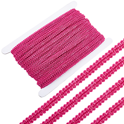 Фуксиновый 27.5ярдов полиэстеровой кружевной ленты, аксессуары для одежды, с картой дисплея 1pc картона, красно-фиолетовые, 1/4 дюйм (7 мм)